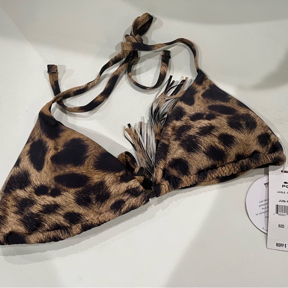 NWT Pilyq Jungle Leopard Print Triangle Bikini Top Multiple Sizes - Picture 2 of 5